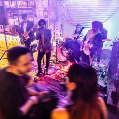 Rock band performing on stage